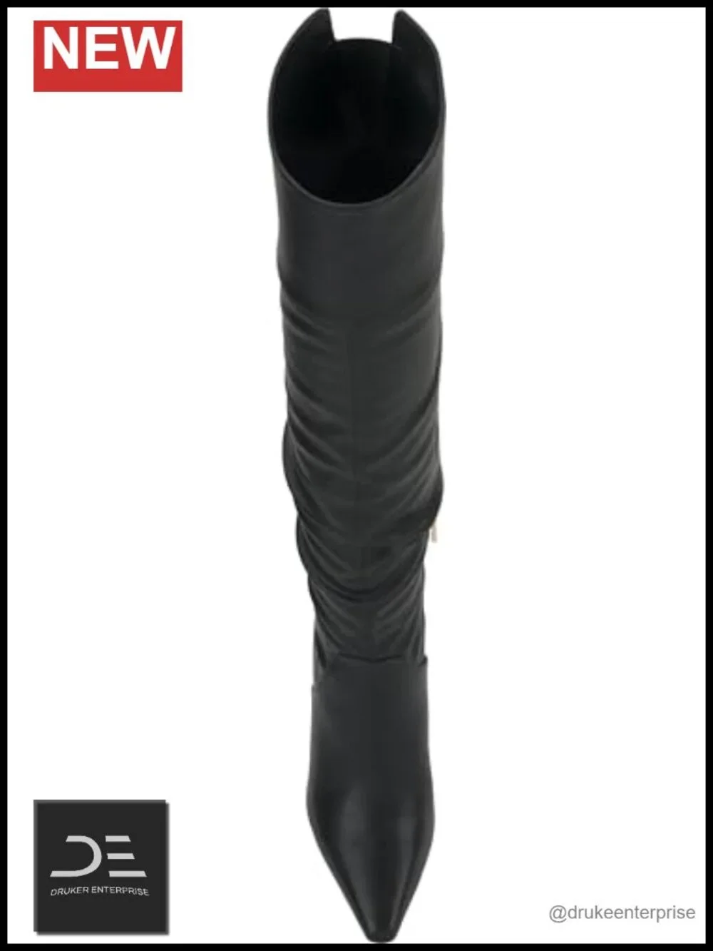 Over the Knee Slouch Boot Faux Leather Stiletto Heel Pointed Toe